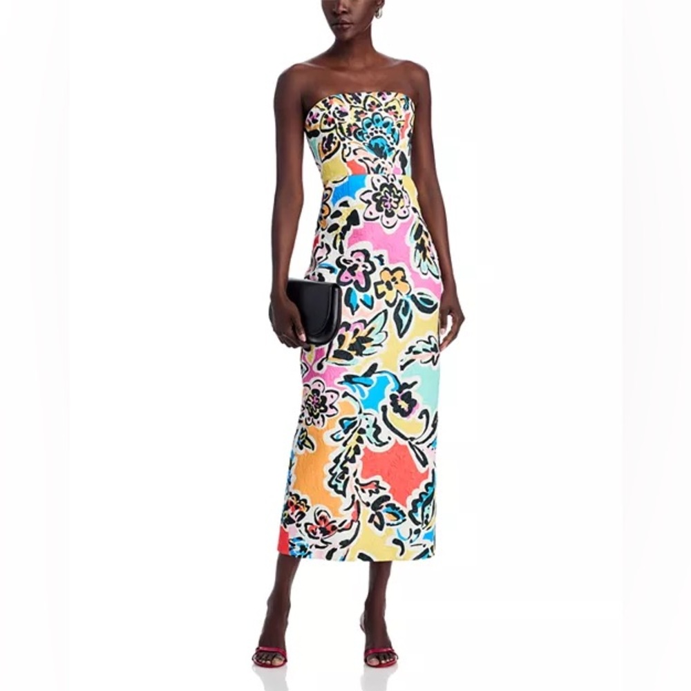 MILLY Orion Rainbow Oasis Jacquard Strapless Maxi Dress Size 4 NWT - Picture 2 of 5